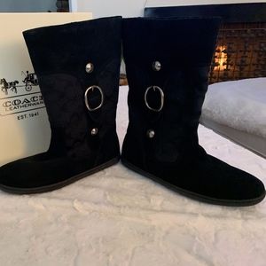 Coach Meyer Signature Black Suede Boots 